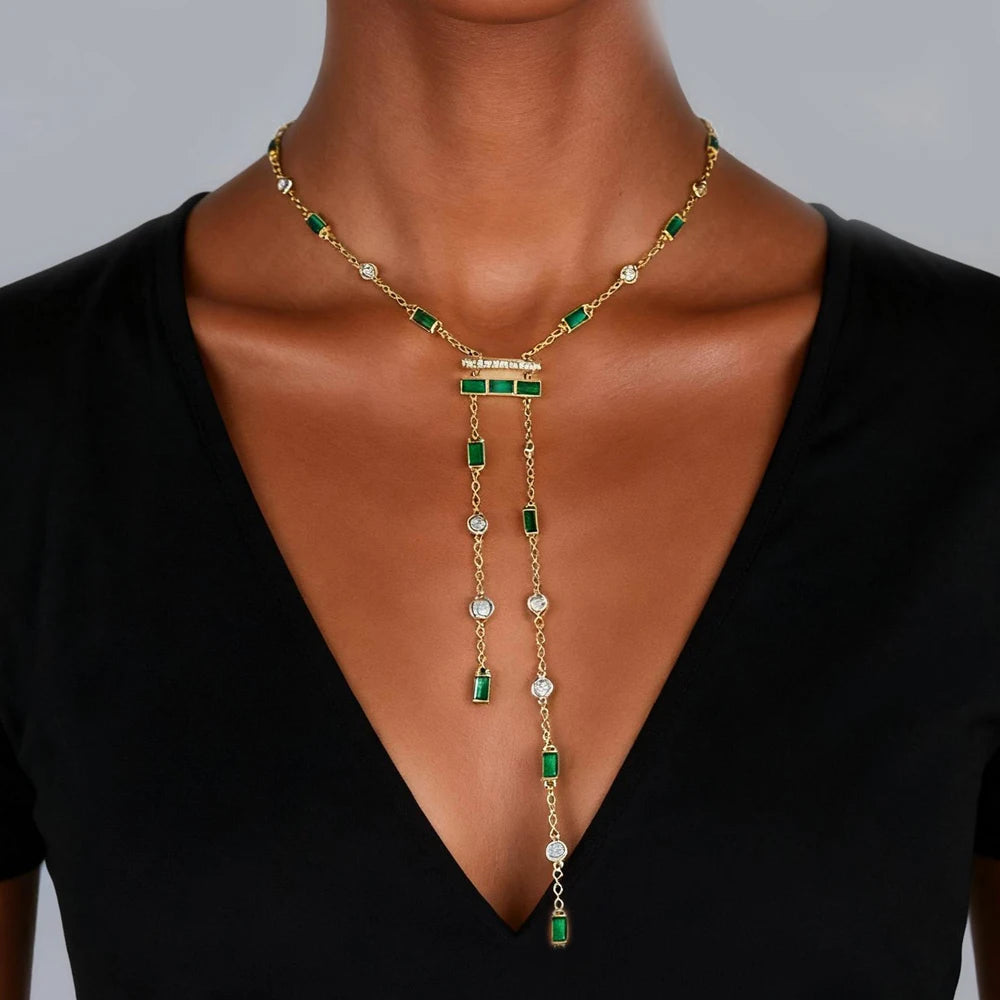 Liora™ Emerald & Blush Lariat Necklace