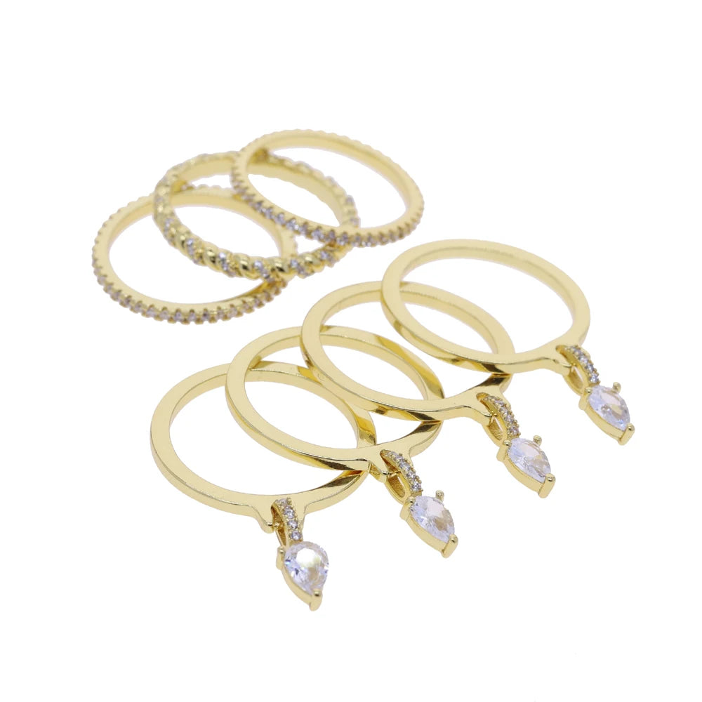2026 New Gold Plated Multilayer Stacking Finger Ring Micro Pave Cubic Zircon For Women Fashion Unique Full Finger Jewlery