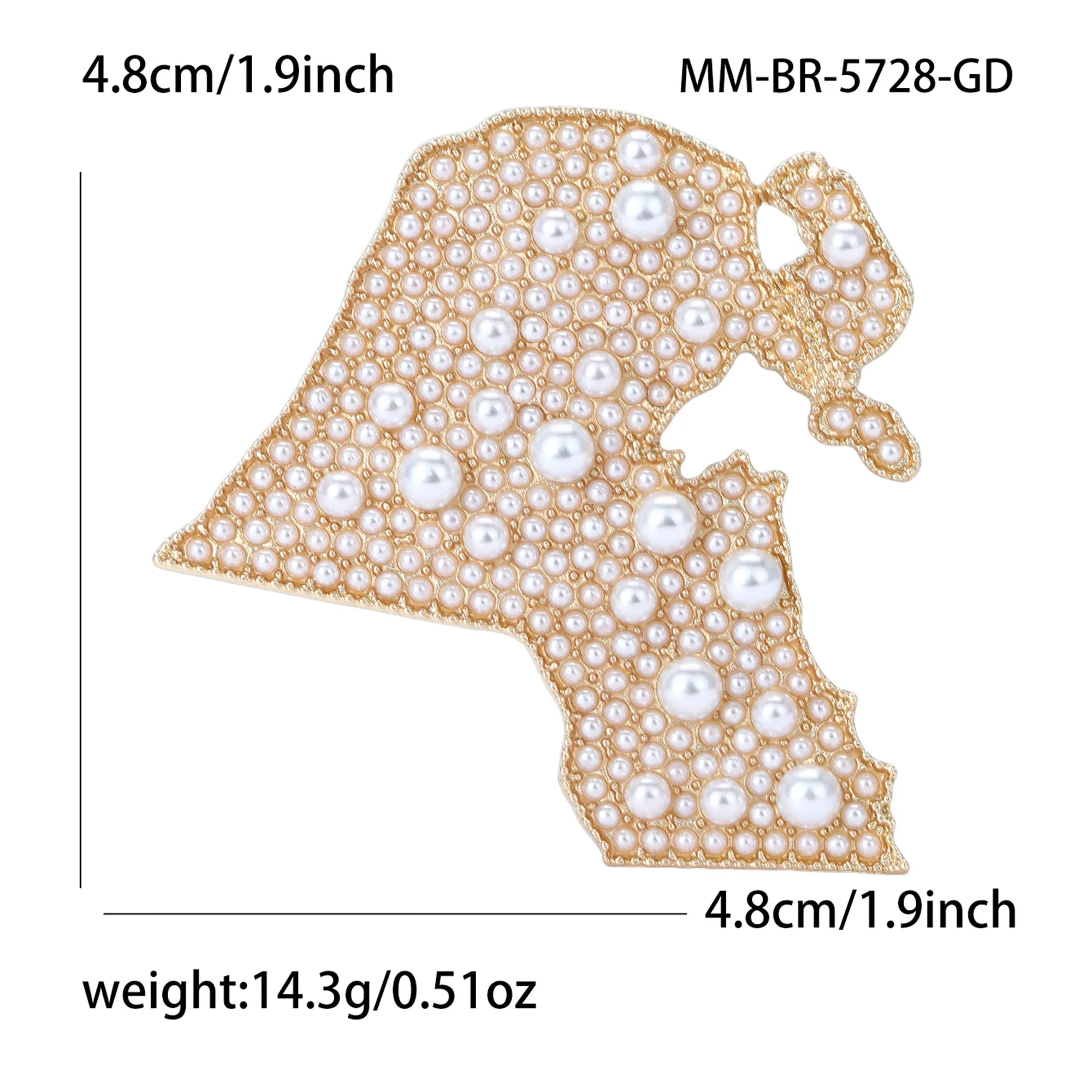 Beaut&Berry Luxury Pearl Kuwait Map Brooches for Women Unisex Novelty Pins Casual Party Jewelry Accessories Gifts Decoration