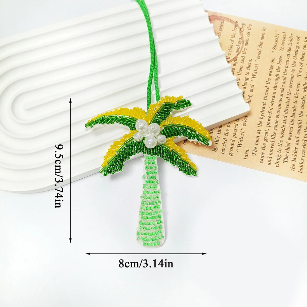 New Coconut Tree Applique Patch Crystal Starfish Sequin Handmade Beaded Clothing Sew On Patches Hanging Rope Keyring Bag Pendant