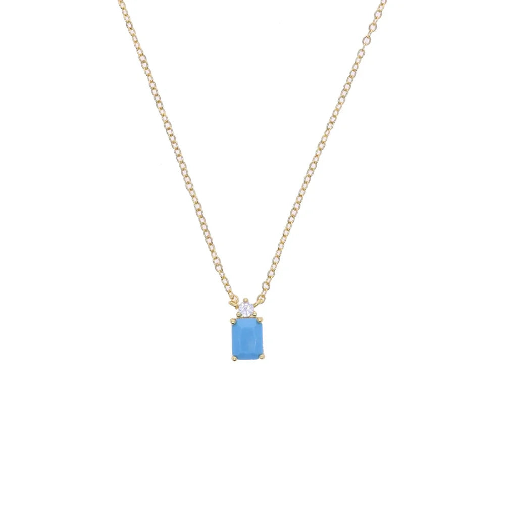 2025 NEW fashion two tone Round CZ Geometric Rectangle Bar Charm Tennis Chain Choker Necklace Women Jewelry
