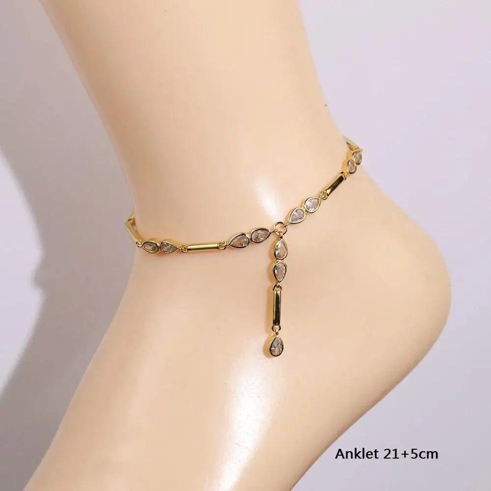 Geometric Bar Tear Drop Cubic Zirconia CZ Link Chain Long Y Lariat Sexy Women Fashion Necklace 2026 New Arrived