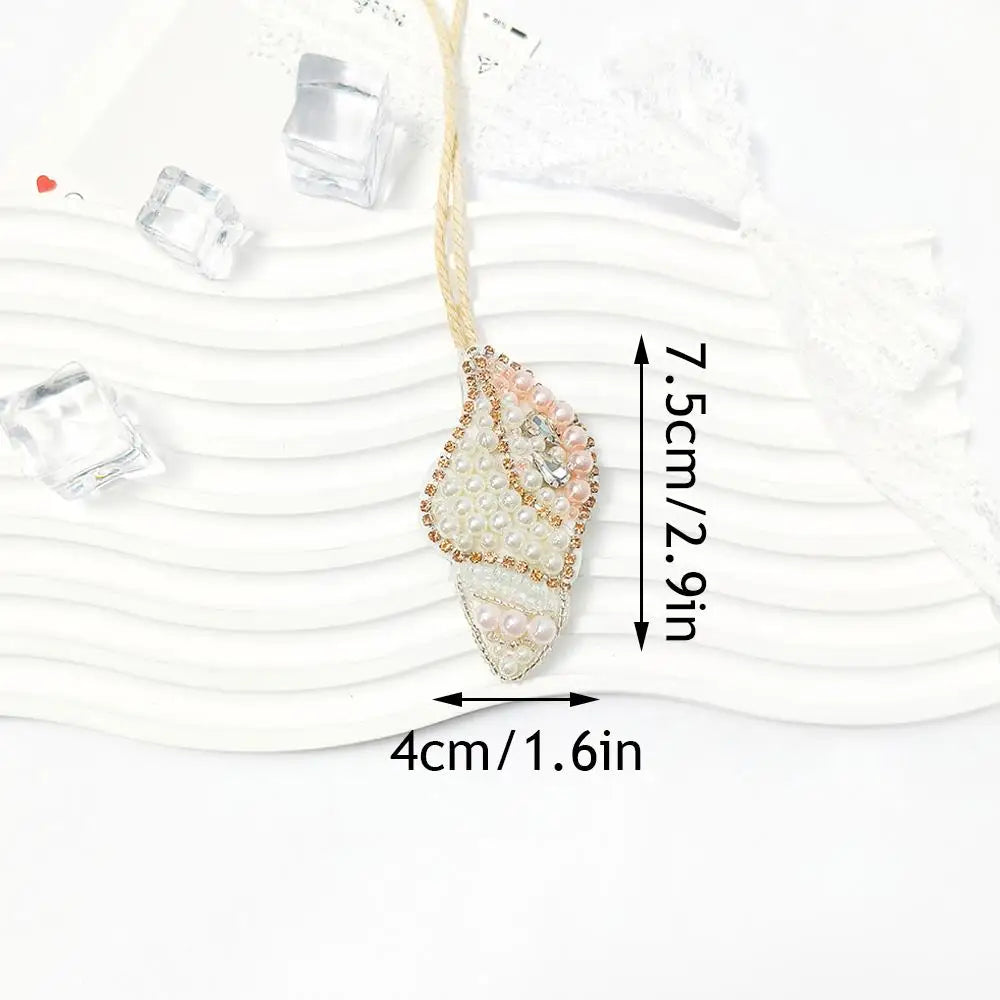 New Coconut Tree Applique Patch Crystal Starfish Sequin Handmade Beaded Clothing Sew On Patches Hanging Rope Keyring Bag Pendant