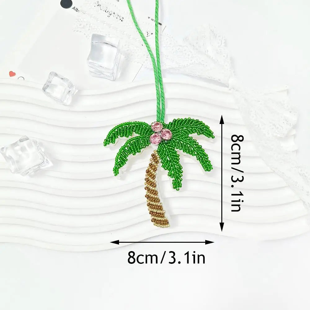 New Coconut Tree Applique Patch Crystal Starfish Sequin Handmade Beaded Clothing Sew On Patches Hanging Rope Keyring Bag Pendant