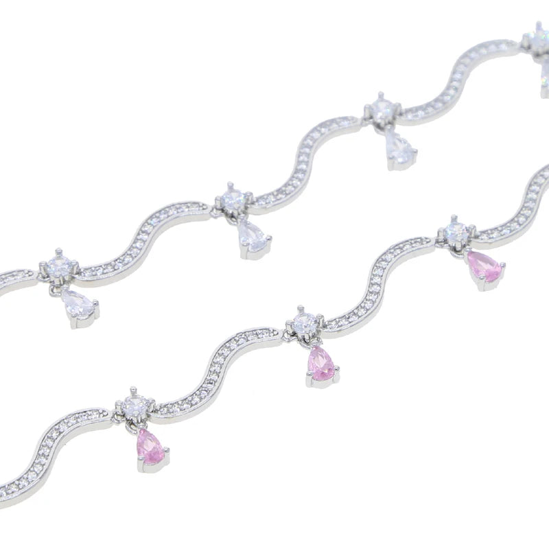 Zirconia Wave Charm Necklace