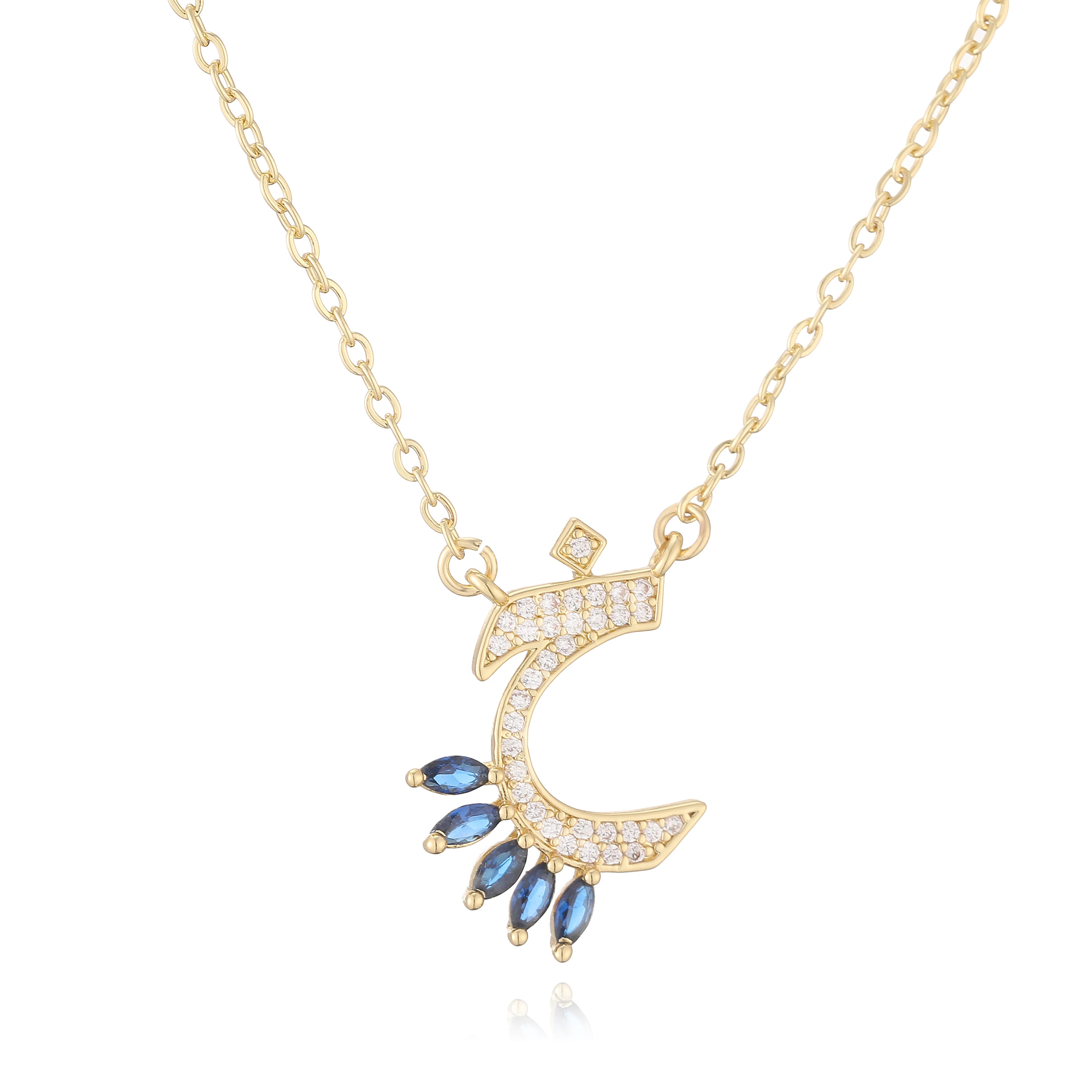 HECHENG,Sweet and Cute Dinosaur-Shaped Zirconia Arabian Letter Charm Pendant Necklace with Collarbone Chain Body Jewelry 1 Piece