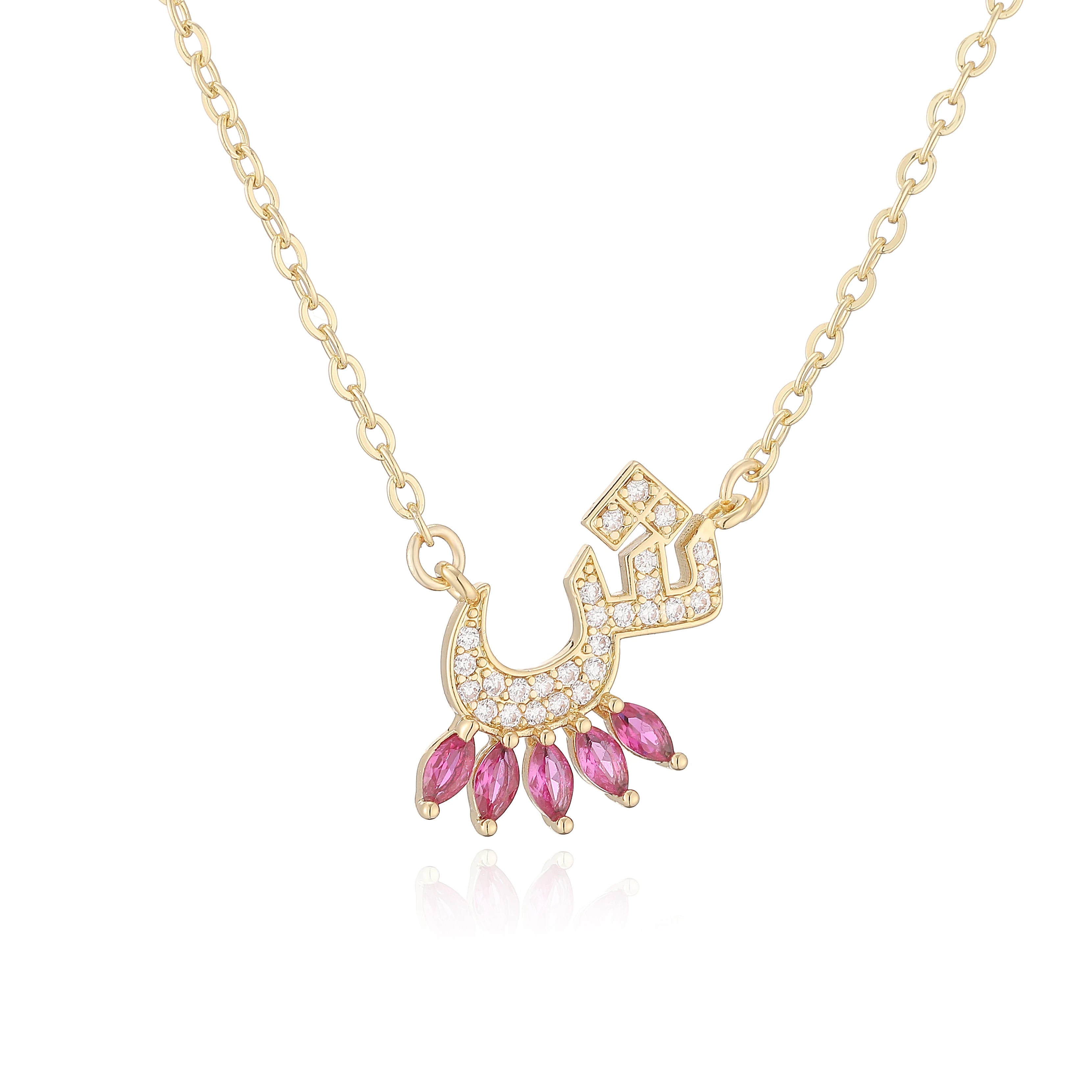 HECHENG,Sweet and Cute Dinosaur-Shaped Zirconia Arabian Letter Charm Pendant Necklace with Collarbone Chain Body Jewelry 1 Piece