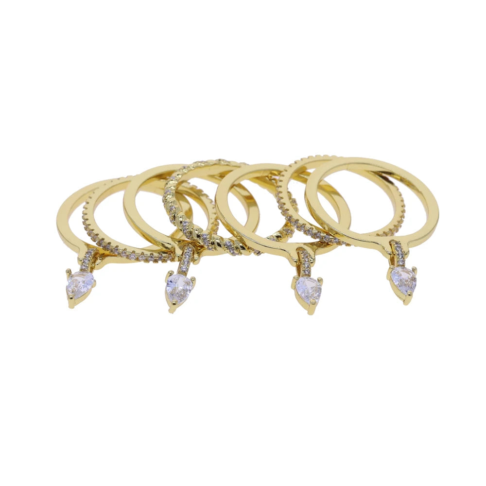 2026 New Gold Plated Multilayer Stacking Finger Ring Micro Pave Cubic Zircon For Women Fashion Unique Full Finger Jewlery