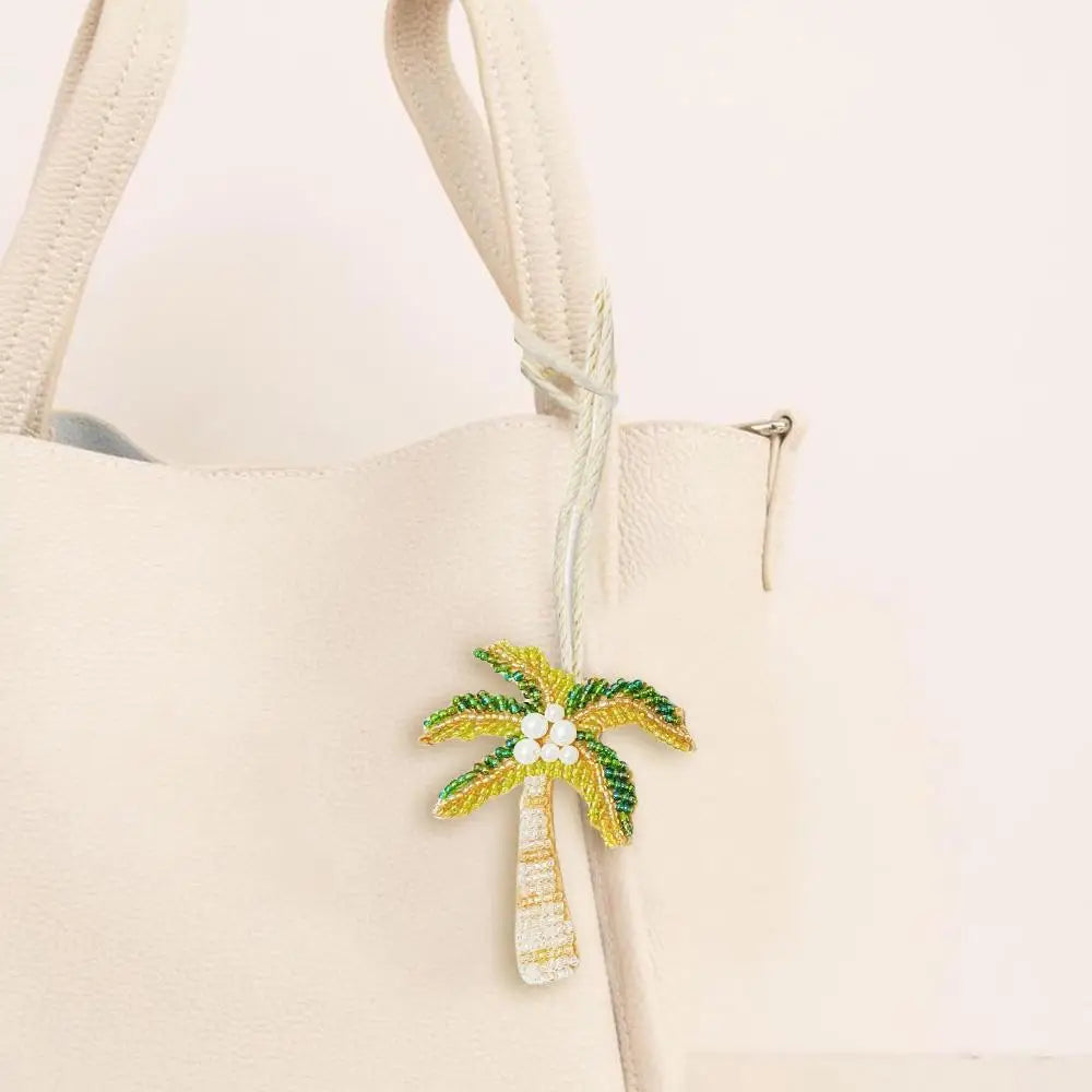 New Coconut Tree Applique Patch Crystal Starfish Sequin Handmade Beaded Clothing Sew On Patches Hanging Rope Keyring Bag Pendant