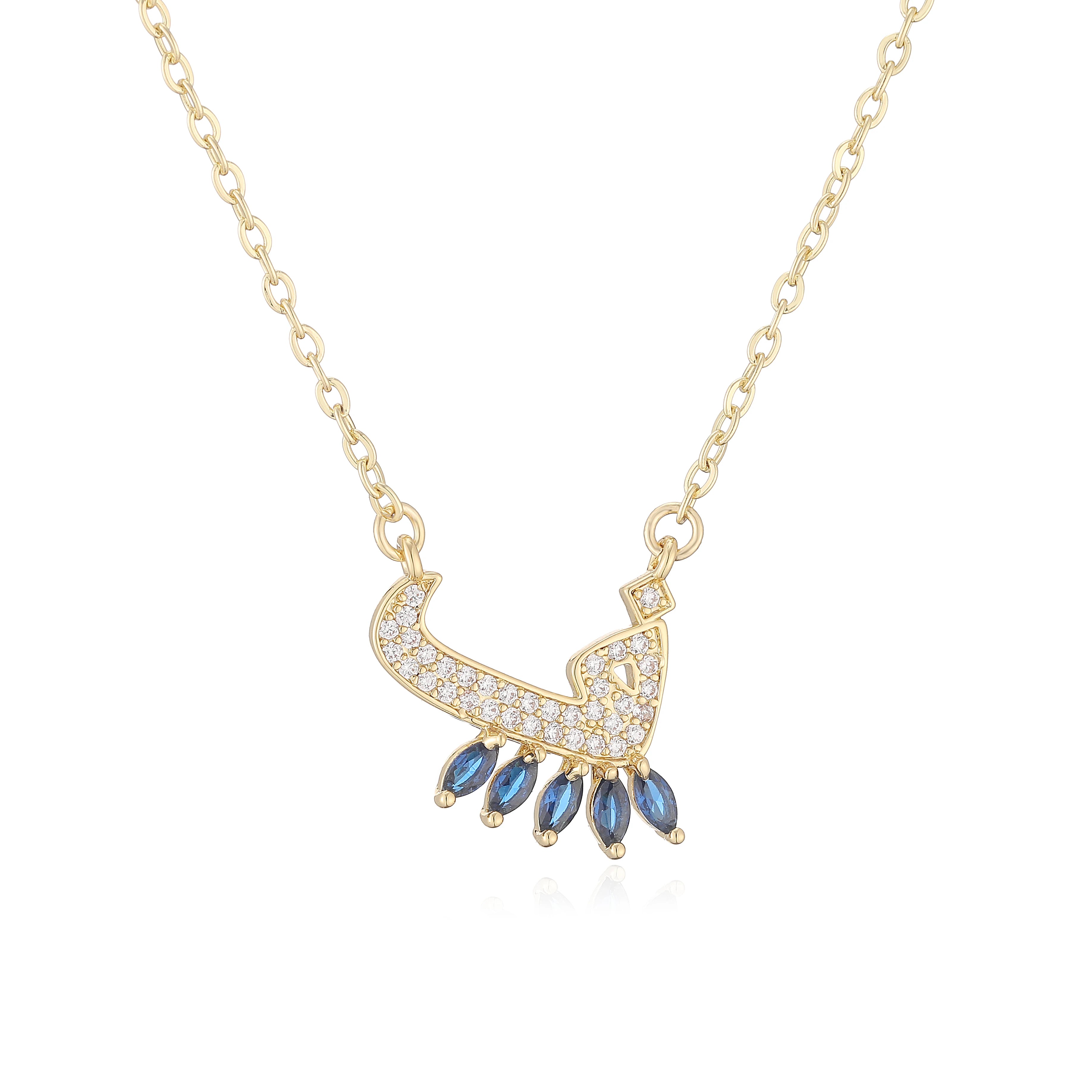 HECHENG,Sweet and Cute Dinosaur-Shaped Zirconia Arabian Letter Charm Pendant Necklace with Collarbone Chain Body Jewelry 1 Piece