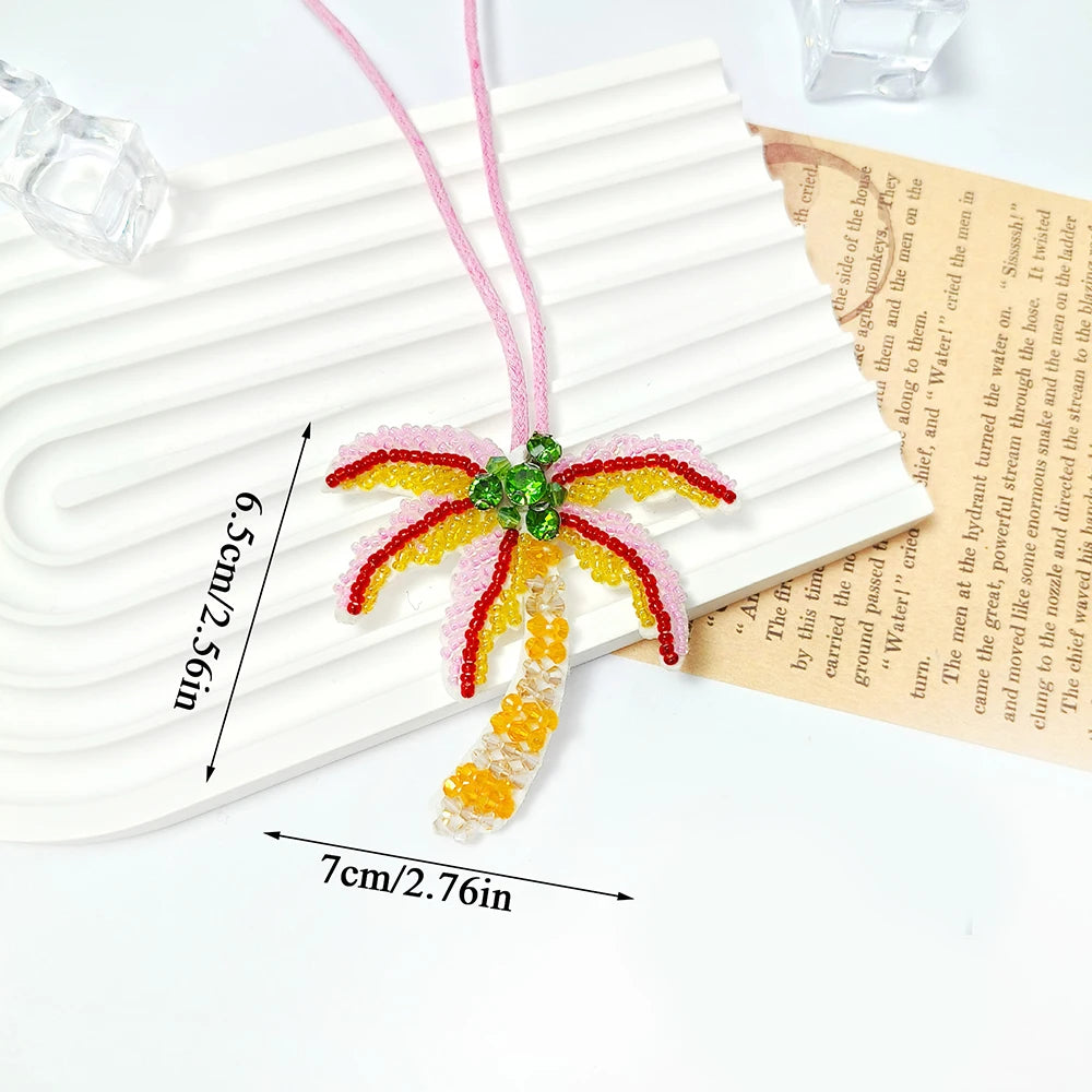 New Coconut Tree Applique Patch Crystal Starfish Sequin Handmade Beaded Clothing Sew On Patches Hanging Rope Keyring Bag Pendant
