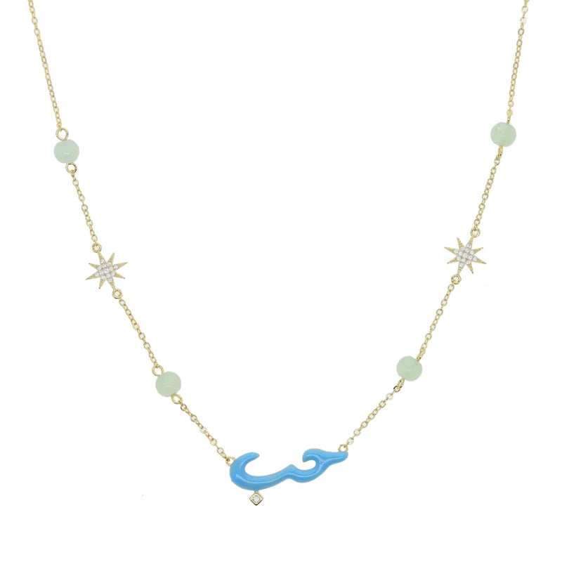 Pastel Enamel Arabic Word Love Letter Colorful Round Ball Beads Star Charm Fashion Women Necklace 2022 New