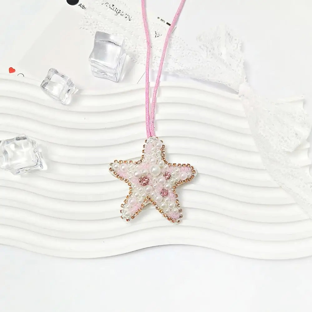 New Coconut Tree Applique Patch Crystal Starfish Sequin Handmade Beaded Clothing Sew On Patches Hanging Rope Keyring Bag Pendant