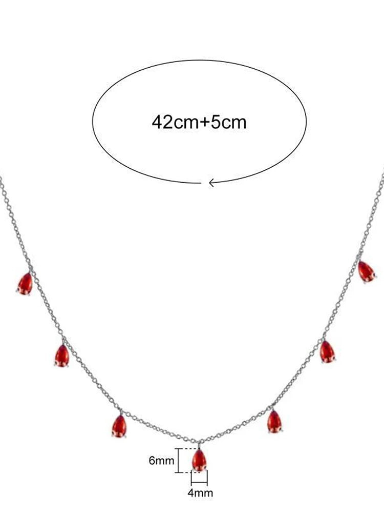 925 Sterling Silver Simple Multicolor Water Drop Zircon Tassel Necklace For Women Anniversary Party High Quality Fine Jewelry