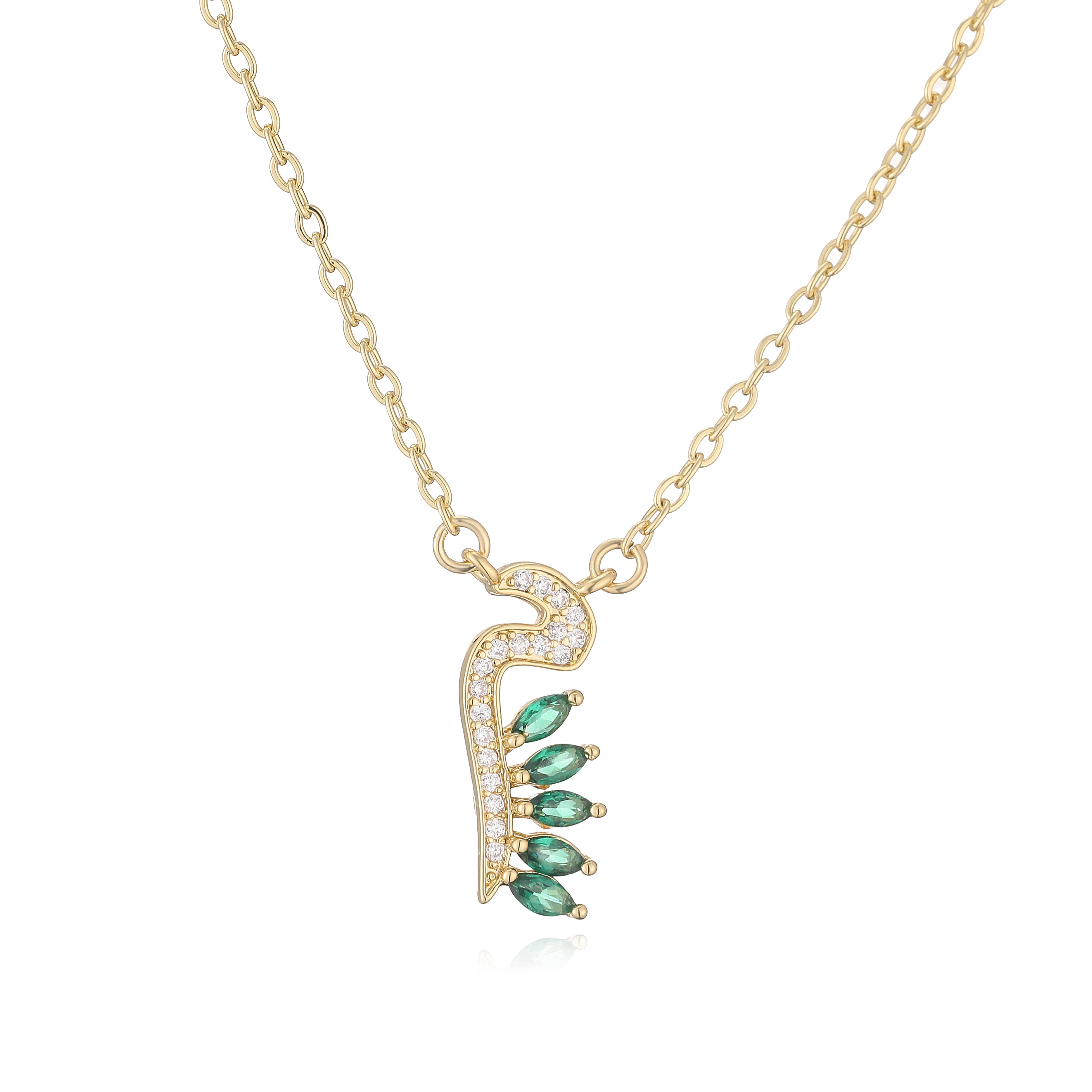 HECHENG,Sweet and Cute Dinosaur-Shaped Zirconia Arabian Letter Charm Pendant Necklace with Collarbone Chain Body Jewelry 1 Piece
