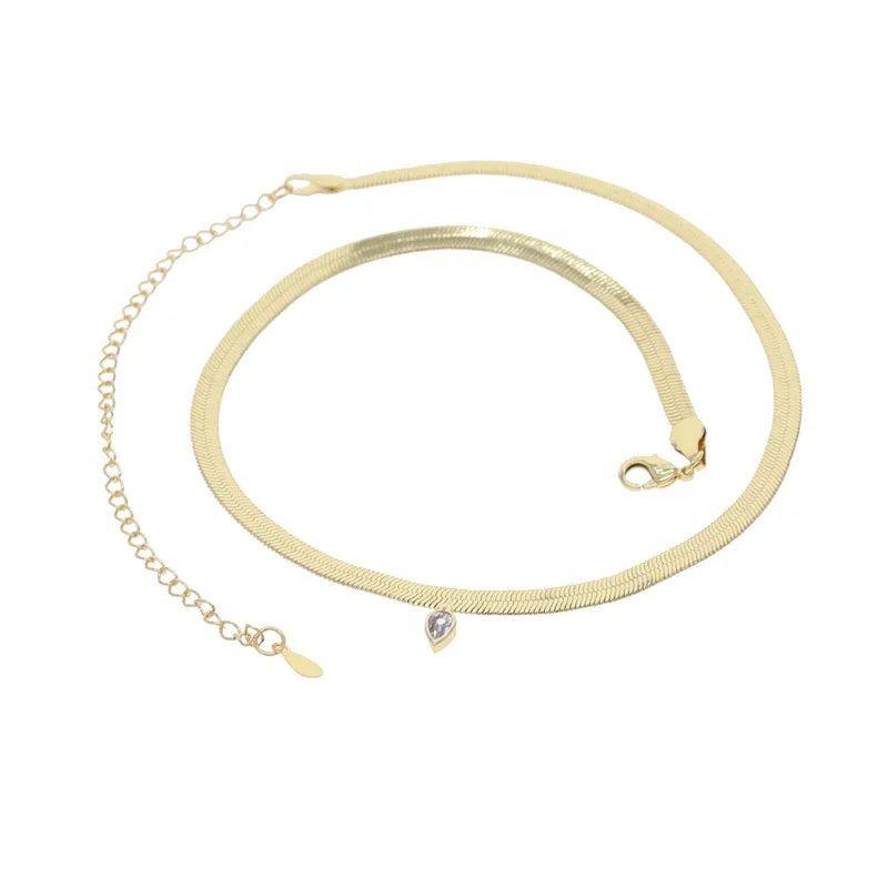 2026 Nnew Arrival Fashion Geometric Snake Chain Single 5A Drop Cubic Zirconia Flash Necklace Female Women Jewelry
