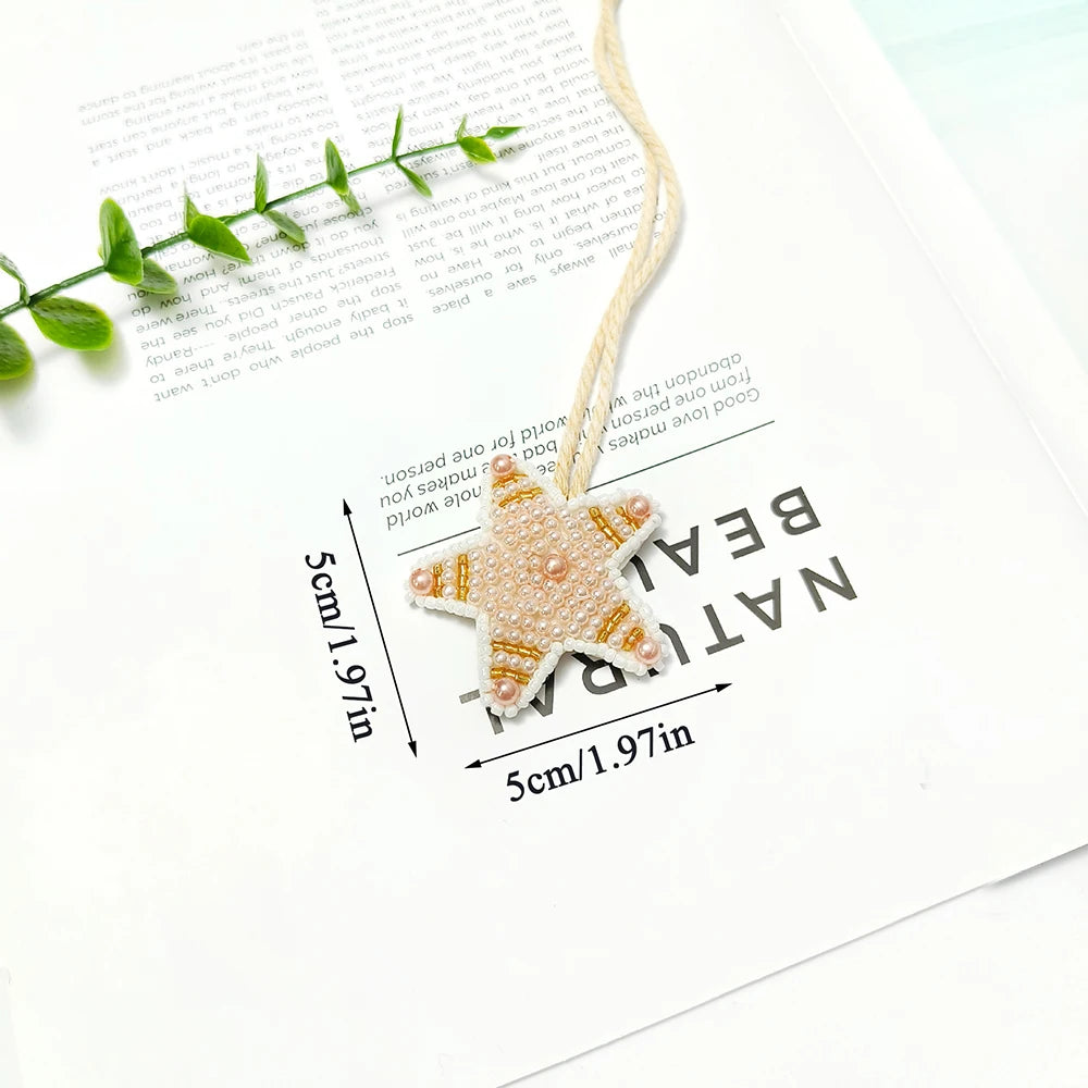 New Coconut Tree Applique Patch Crystal Starfish Sequin Handmade Beaded Clothing Sew On Patches Hanging Rope Keyring Bag Pendant