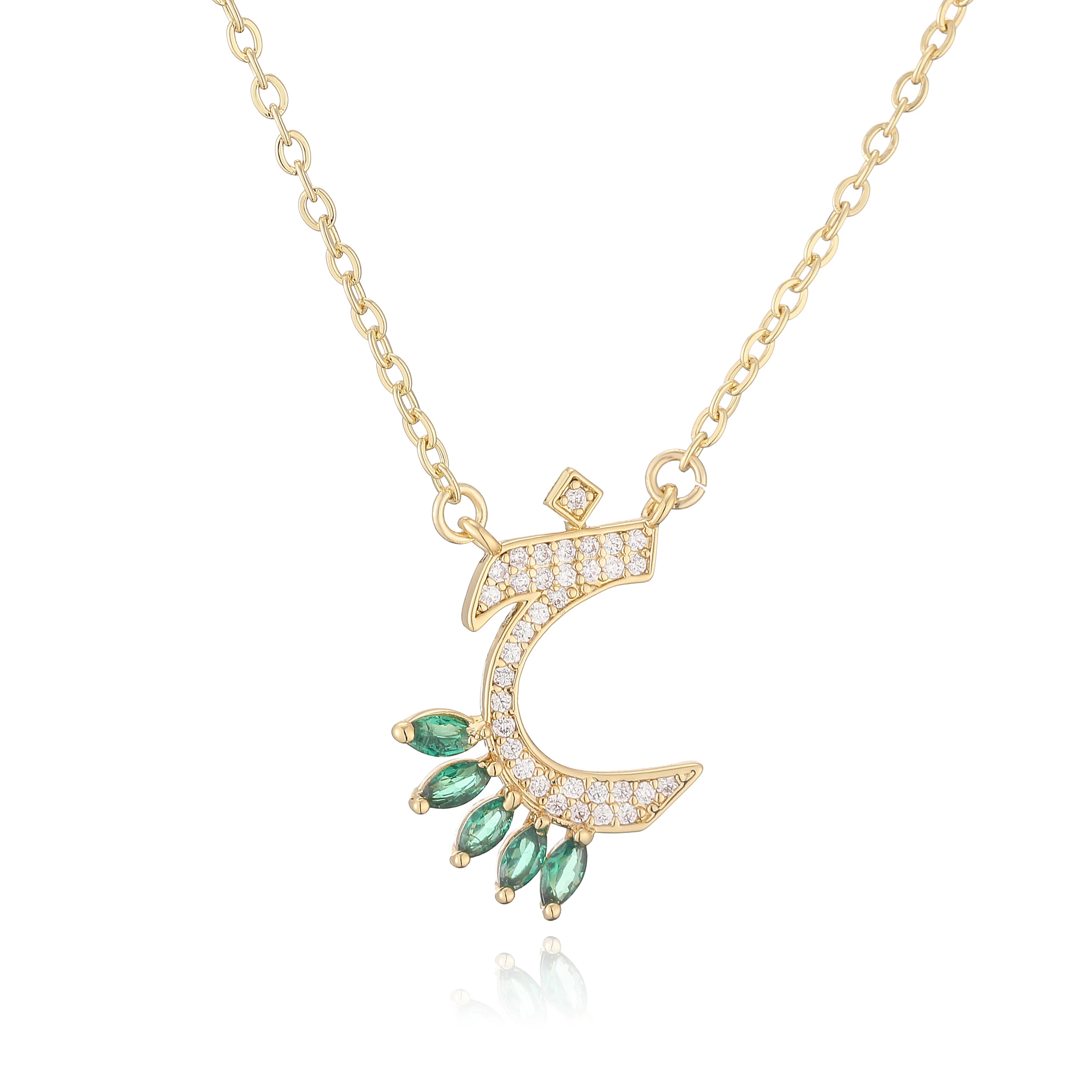 HECHENG,Sweet and Cute Dinosaur-Shaped Zirconia Arabian Letter Charm Pendant Necklace with Collarbone Chain Body Jewelry 1 Piece