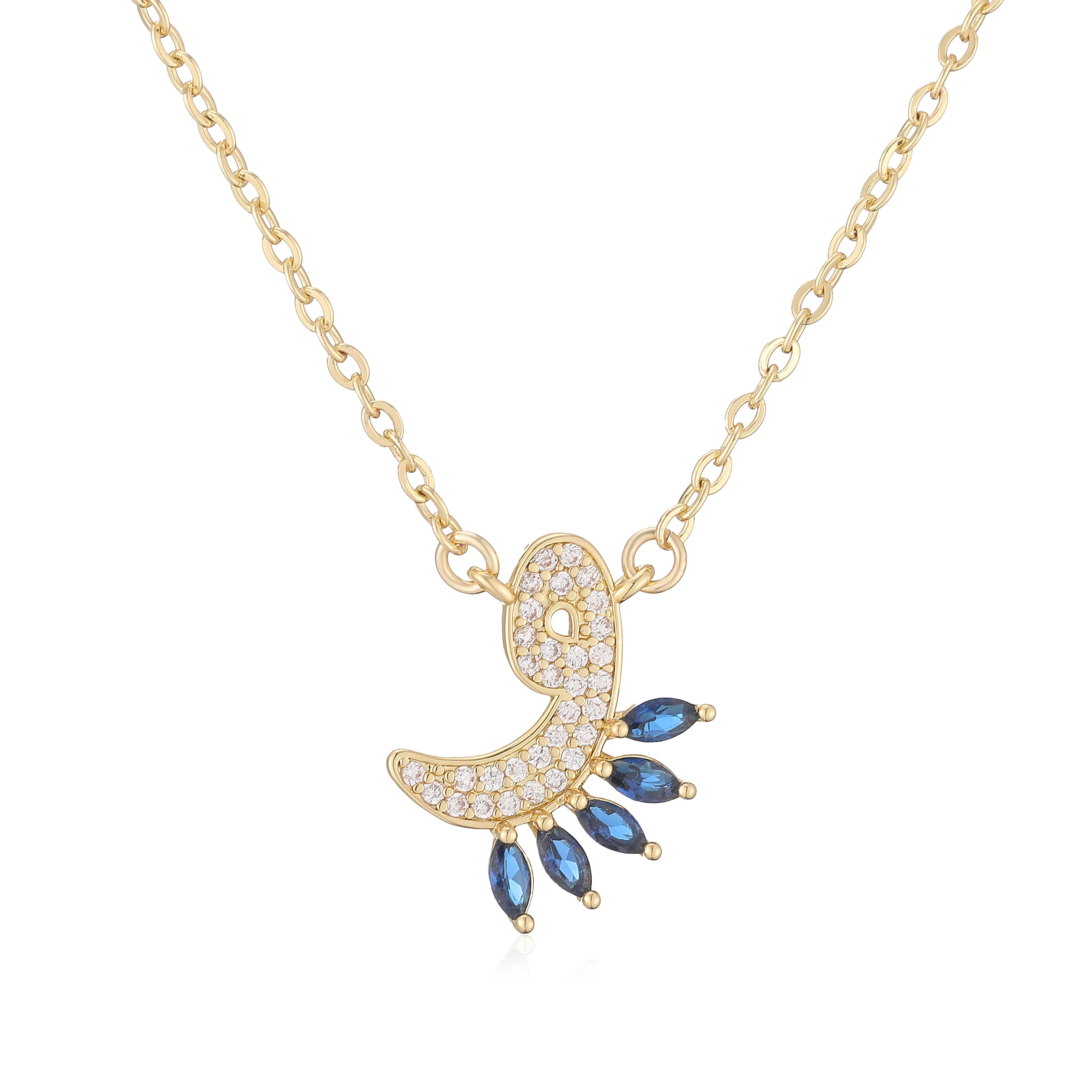 HECHENG,Sweet and Cute Dinosaur-Shaped Zirconia Arabian Letter Charm Pendant Necklace with Collarbone Chain Body Jewelry 1 Piece