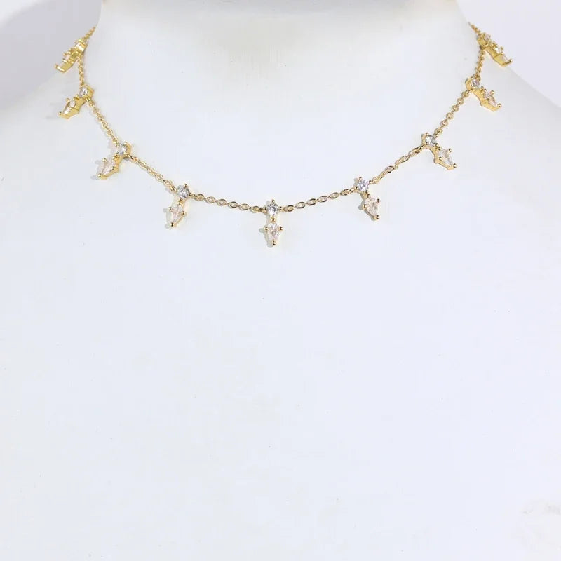 2026 Nnew Arrival Fashion Geometric Snake Chain Single 5A Drop Cubic Zirconia Flash Necklace Female Women Jewelry