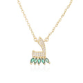 HECHENG,Sweet and Cute Dinosaur-Shaped Zirconia Arabian Letter Charm Pendant Necklace with Collarbone Chain Body Jewelry 1 Piece
