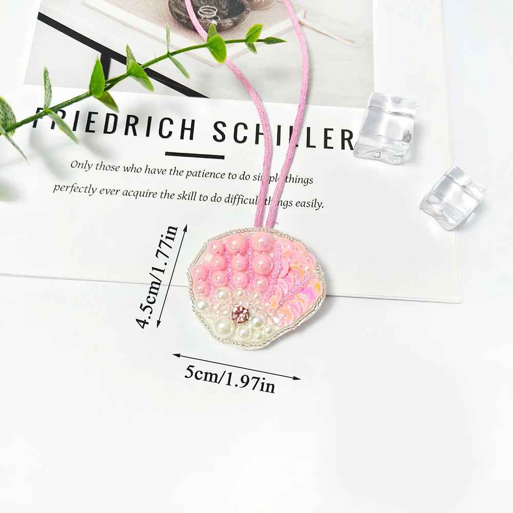 New Coconut Tree Applique Patch Crystal Starfish Sequin Handmade Beaded Clothing Sew On Patches Hanging Rope Keyring Bag Pendant