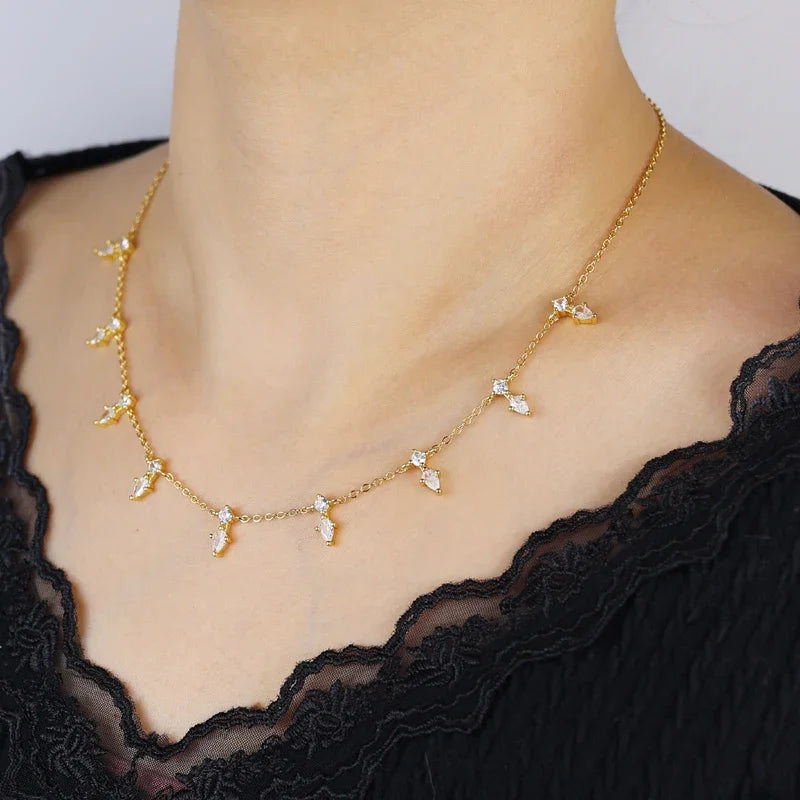 2026 Nnew Arrival Fashion Geometric Snake Chain Single 5A Drop Cubic Zirconia Flash Necklace Female Women Jewelry