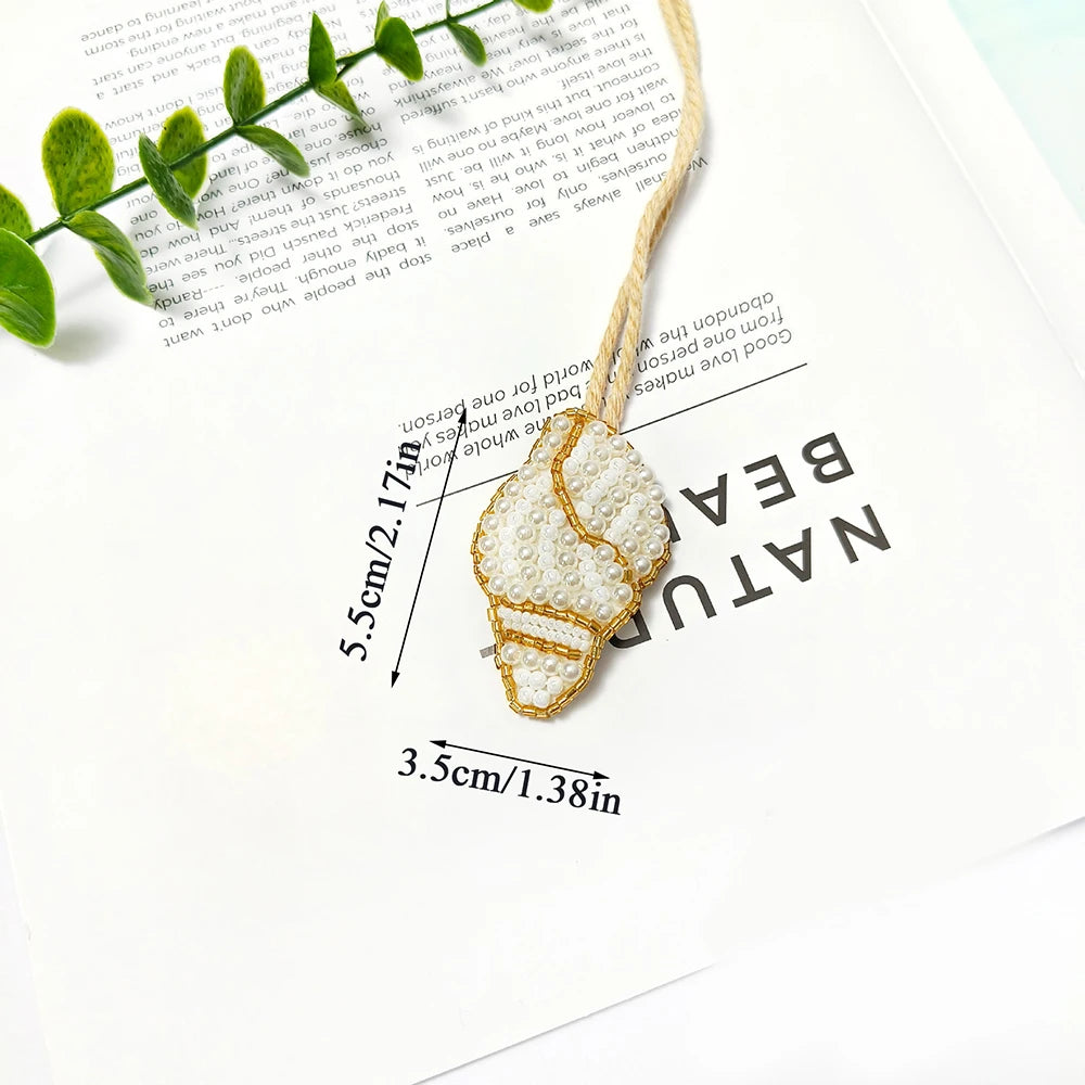 New Coconut Tree Applique Patch Crystal Starfish Sequin Handmade Beaded Clothing Sew On Patches Hanging Rope Keyring Bag Pendant