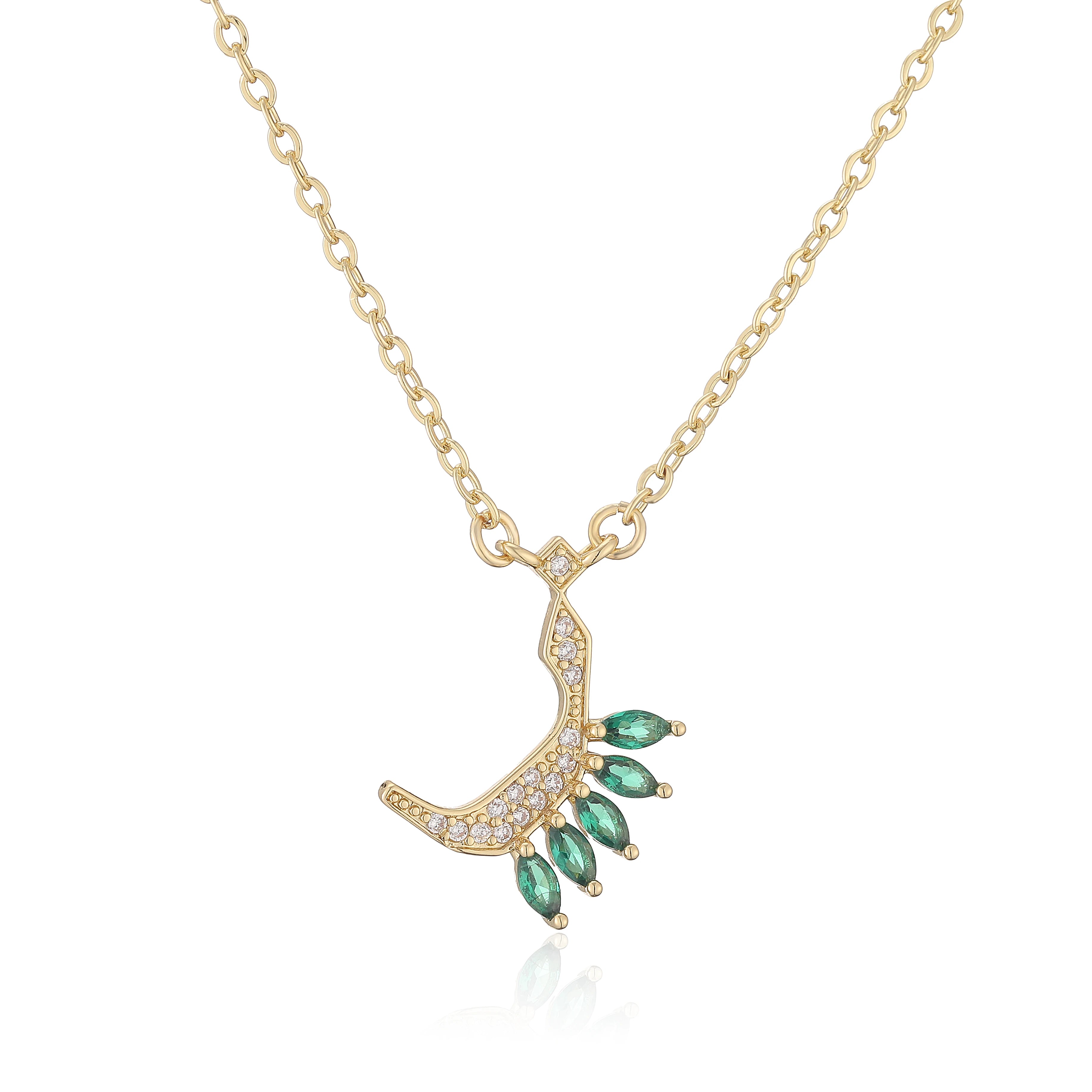 HECHENG,Sweet and Cute Dinosaur-Shaped Zirconia Arabian Letter Charm Pendant Necklace with Collarbone Chain Body Jewelry 1 Piece