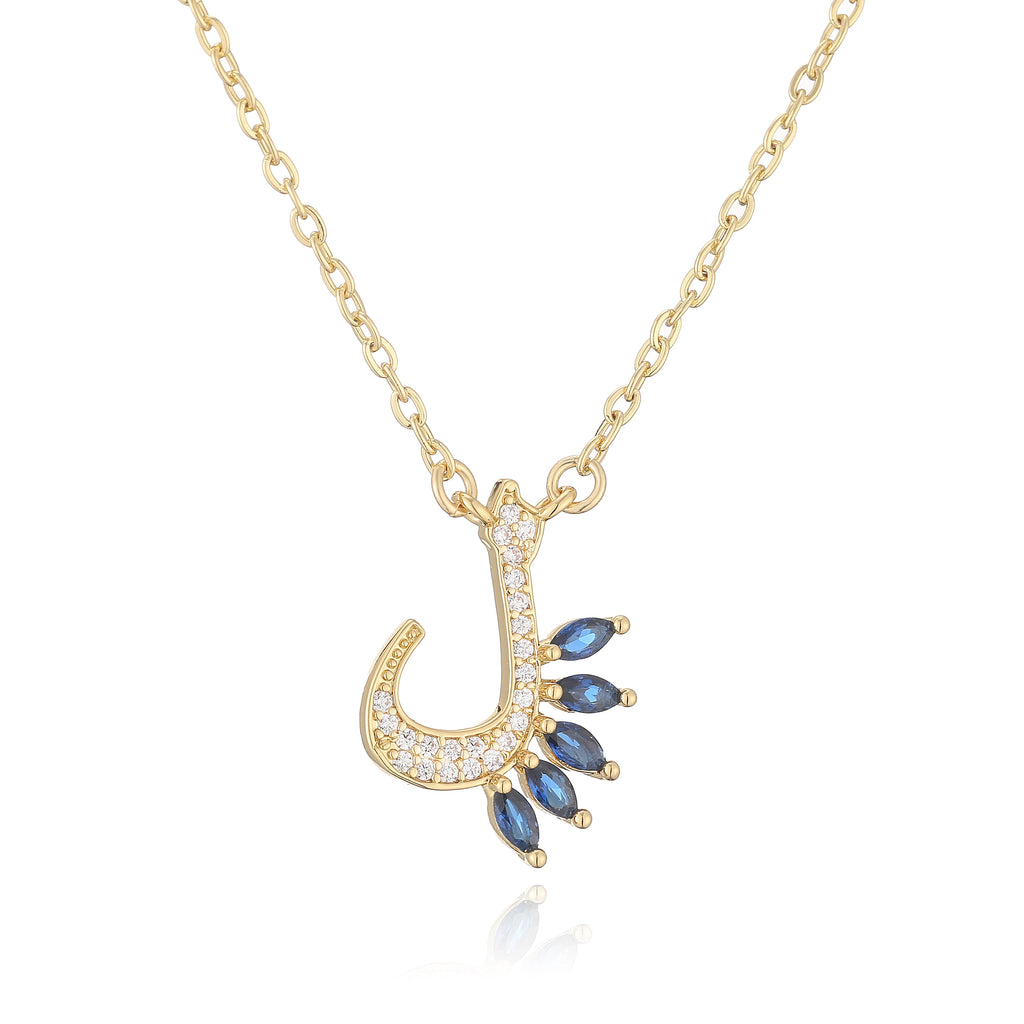 HECHENG,Sweet and Cute Dinosaur-Shaped Zirconia Arabian Letter Charm Pendant Necklace with Collarbone Chain Body Jewelry 1 Piece