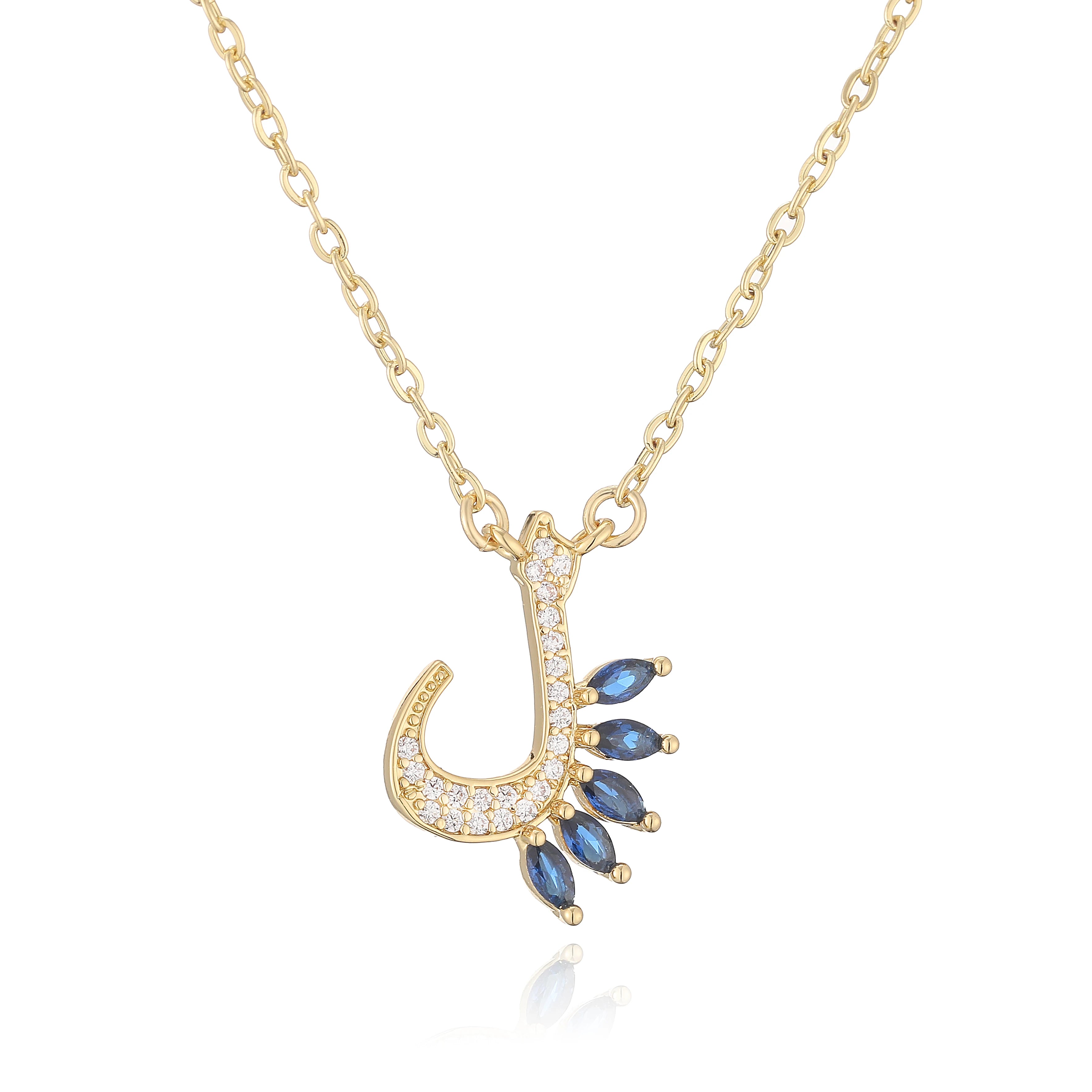 HECHENG,Sweet and Cute Dinosaur-Shaped Zirconia Arabian Letter Charm Pendant Necklace with Collarbone Chain Body Jewelry 1 Piece