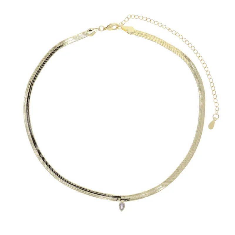 2026 Nnew Arrival Fashion Geometric Snake Chain Single 5A Drop Cubic Zirconia Flash Necklace Female Women Jewelry