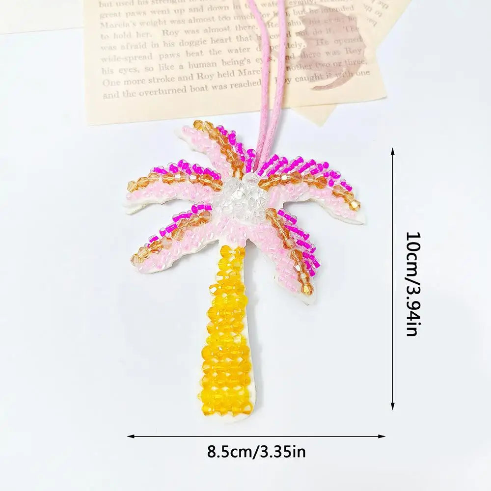 New Coconut Tree Applique Patch Crystal Starfish Sequin Handmade Beaded Clothing Sew On Patches Hanging Rope Keyring Bag Pendant