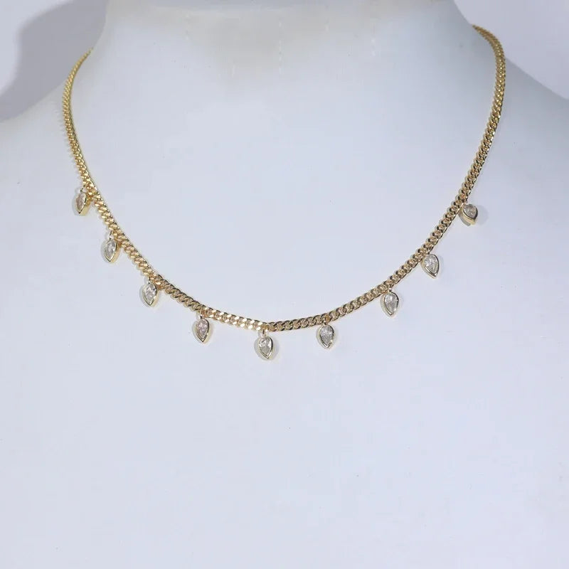 2026 Nnew Arrival Fashion Geometric Snake Chain Single 5A Drop Cubic Zirconia Flash Necklace Female Women Jewelry