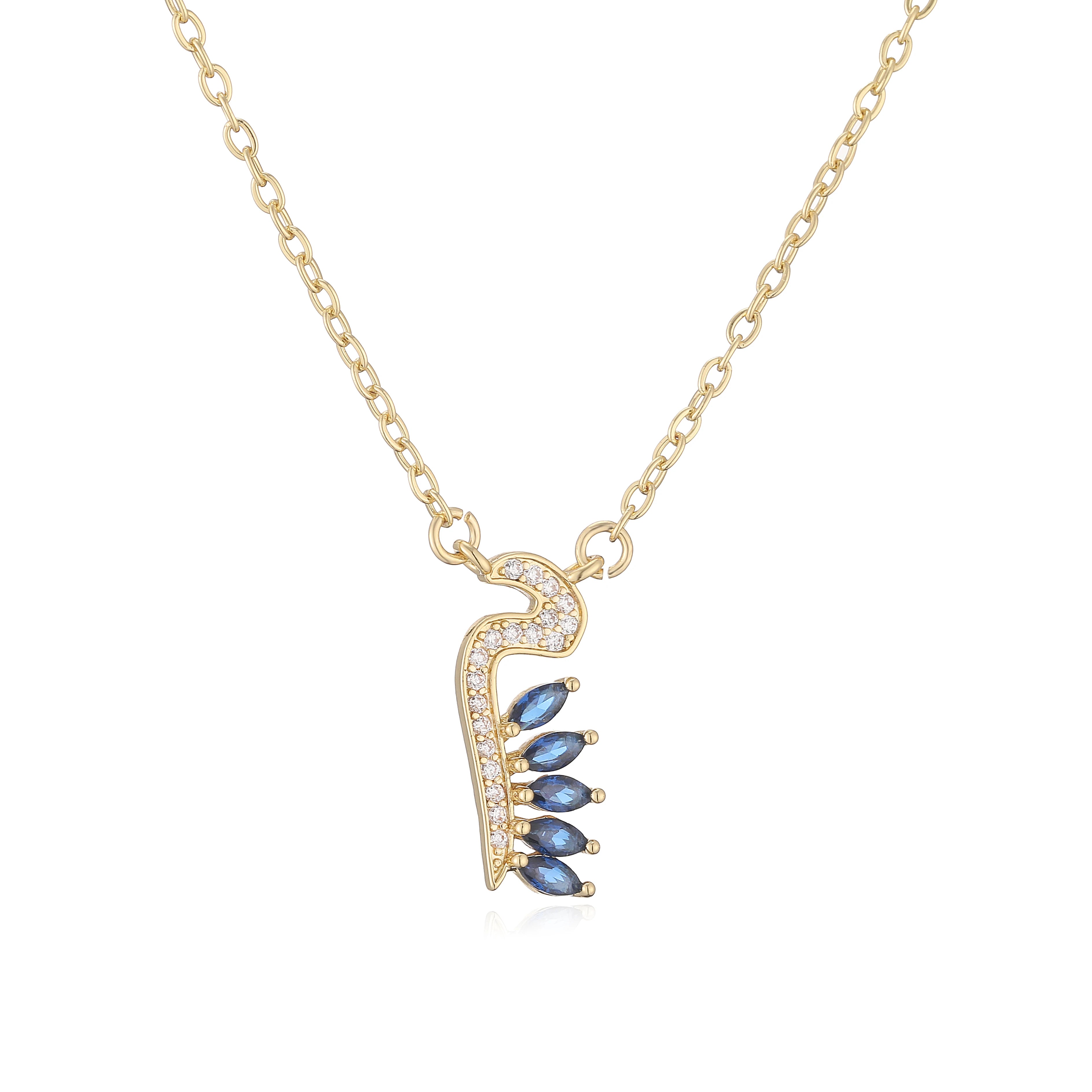 HECHENG,Sweet and Cute Dinosaur-Shaped Zirconia Arabian Letter Charm Pendant Necklace with Collarbone Chain Body Jewelry 1 Piece