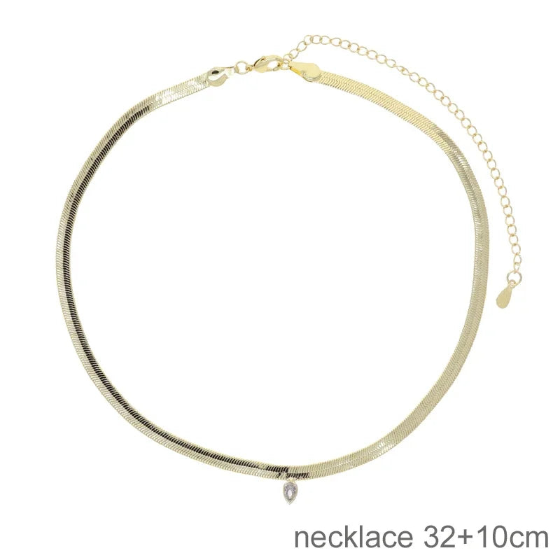 2026 Nnew Arrival Fashion Geometric Snake Chain Single 5A Drop Cubic Zirconia Flash Necklace Female Women Jewelry