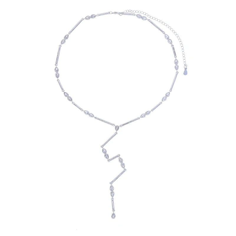 Geometric Bar Tear Drop Cubic Zirconia CZ Link Chain Long Y Lariat Sexy Women Fashion Necklace 2026 New Arrived