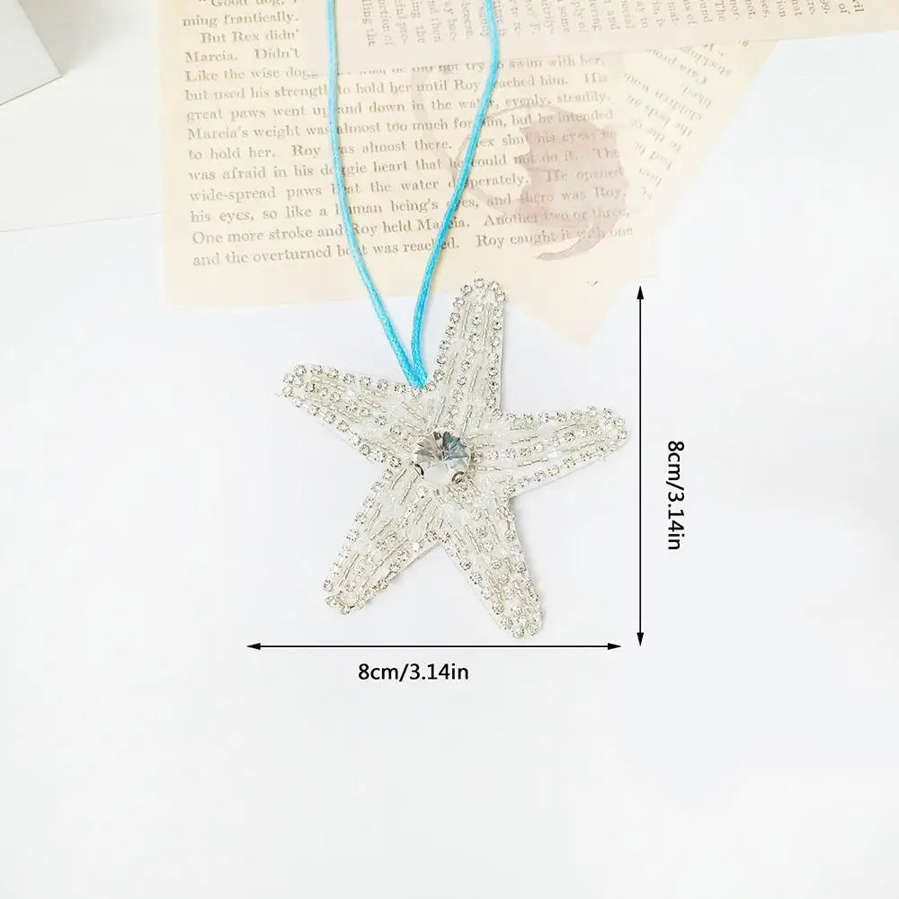 New Coconut Tree Applique Patch Crystal Starfish Sequin Handmade Beaded Clothing Sew On Patches Hanging Rope Keyring Bag Pendant